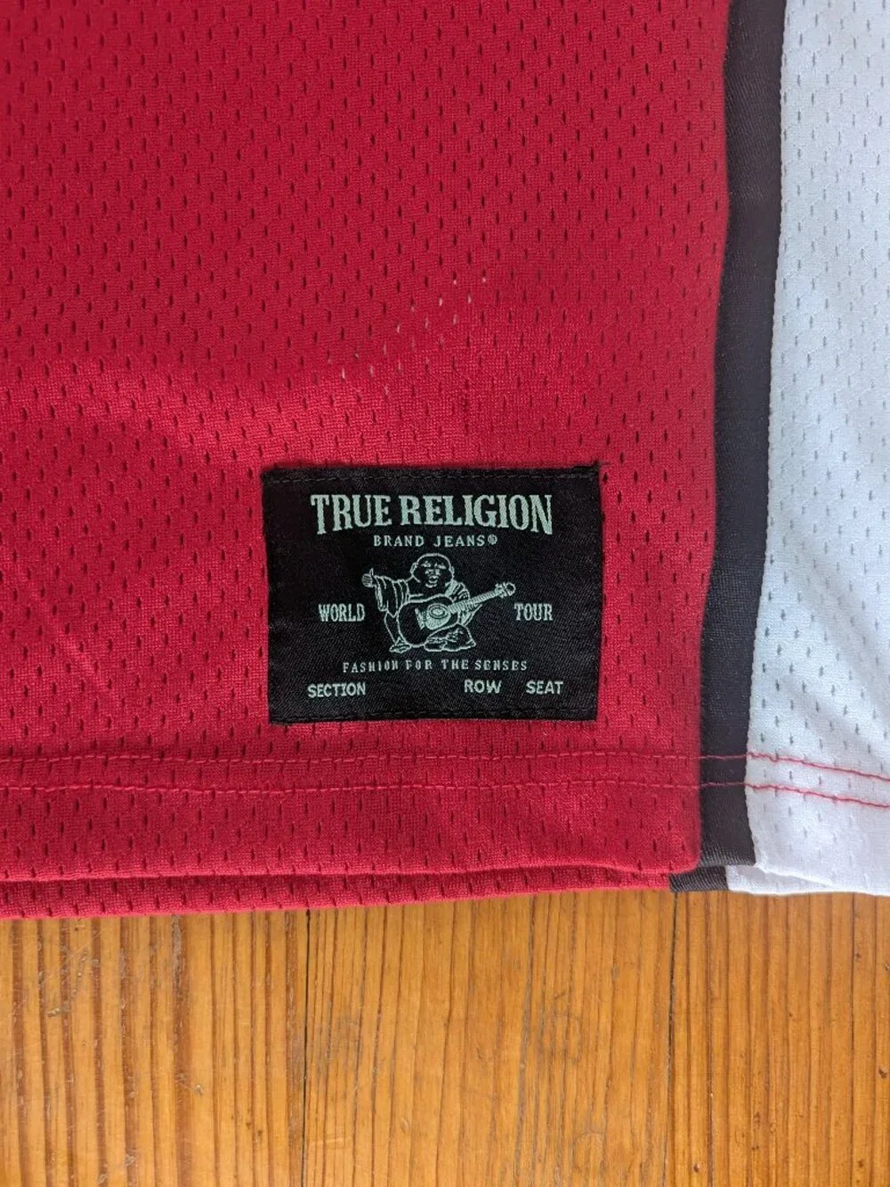 True Religion World Tour Arch Logo Mesh Tank Top Jersey Mens M Red Sorbet New